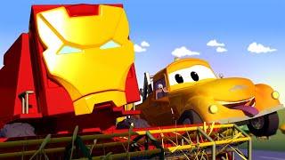 Harvey the HARVESTER is IRON MAN from the Avengers! Tom's Paint Shop in Car City Cartoons for Kids