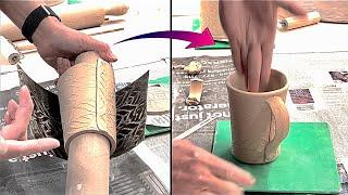 815. Hand Build a Roller Texture Mug with Hsin-Chuen Lin~ a Class Demo at Palo Alto Art Center