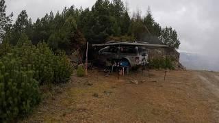 CAMPING in RAIN STORM - Elevated Tent - Freezing Mountain - Dog