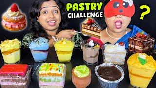 PASTRY CHALLENGE BLINDFOLD EATING CAKE CHALLENGE | GUESS THE PASTRY CHALLENGE | CAKE CHALLENGE