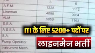 5288 पदों पर लाइनमैन भर्ती update ITI पास के लिए | ITI Govt job vacancy | ITI government vacancy