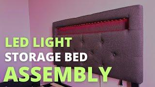 Rolanstar Bed Frame with Charging Station and LED Lights Assembly | Orren Ellis Storage Bed with LED