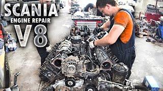 SCANIA V8 16L - ENGINE REPAIR - СБОРКА ДВИГАТЕЛЯ