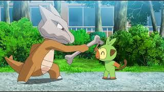 Pokemon Journeys Grookey Play's With Marowak