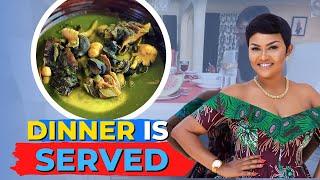 NANA AMA MCBROWN | COOKS FUFU & EBUNEBUNU SOUP for DENTAA