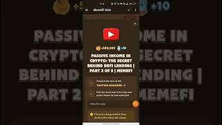 Memefi Video Code today |Passive Income in Crypto: The Secret Behind DeFi Lending|Part 2 of 5 MemeFi