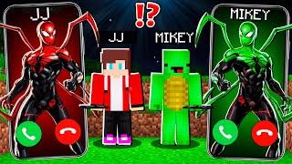 JJ Creepy Spider Man vs Mikey Spider Man CALLING at NIGHT to MIKEY and JJ ! - in Minecraft Maizen