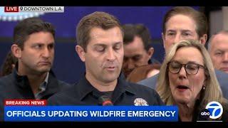 Officials give update on wildfires burning in L.A., address emergency alerts sent in error