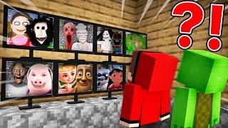 JJ and Mikey Watching for Scary MONSTERS FAMILY on CAMERAS in Minecraft! - Maizen