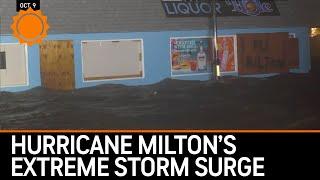 Hurricane Milton Unleashes Extreme Storm Surge in Florida (Comp)