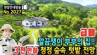 (급매) 3천만원 인하!! 깔끔쟁이 부부의 집 전원주택 매매 급매물 농업경영체등록 청정 숲속의 탁트인 전망과 힐링 넓은 녹차밭과 전망대 같은 데크공간 하동부동산 - 발품부동산TV