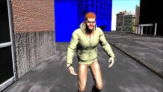 The man treads heavily with long strides