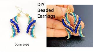 Peyote stitch earrings || Peyote stitch with different sizes of seed beads