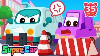 Who Is Blocking The Road? | Brave Police Car & Monster Car | Kids Cartoons & Kids Songs