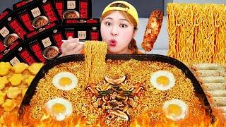 ASMR MUKBANG 하이유의 장인미식라면 6봉지 핫도그 치킨너겟 먹방! Eat 6 Spicy Ramen noodles EATING SHOW | HIU 하이유