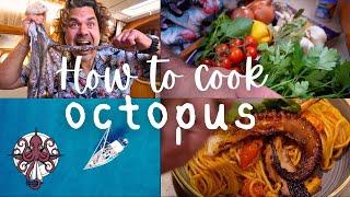 How to make own caught OCTOPUS for BEGINNERS on a sailboat. Octopus SPAGHETTI recipe.