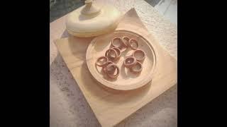 Elm bowl with bamboo lid and beech handle Woodturning Drechseln Ulmen Schale mit Bambus Deckel