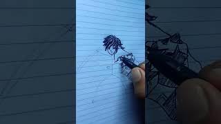 speed drawing stick man Giyu Tomioka  #shorts #anime #drawing