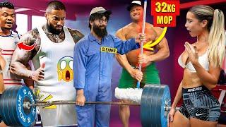 POWERLIFTER ANATOLY Use 32kg Mop in a GYM | Pretended to be a CLEANER #1