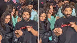 Pushpa 2 The Rule Allu Arjun with Sneha Reddy entry at Sandhya Theatre Pushpa 2 Public Reaction