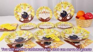 SCIONE 96 Pcs Bowling Paper Plates Disposable Dinnerware Sets