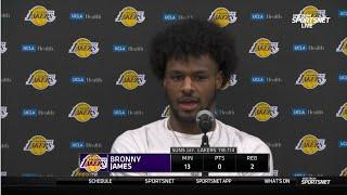 Postgame Interview | Bronny James says when he was playing with his dad in Lakers loss to Suns