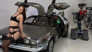 GEEK OVERLOAD! A Time Machine, Johnny-5 and a hot model. Try not to explode.