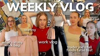 WORK WEEK IN MY LIFE 9-5: trader joe's fall foods, crafting, fantasy football, what's in my work bag