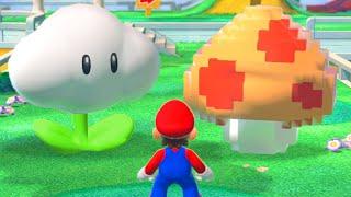 What happens when Mario collects the Cloud Flower & Pixel Mushroom in Super Mario 3D World?