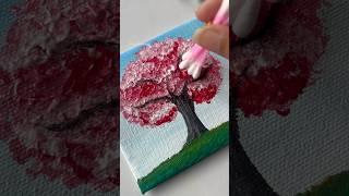 How to paint a tree with buds #painting #acrylic#shortvideo #technique