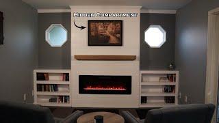 Built-In Electric Fireplace with Hidden Compartment