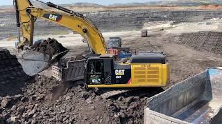 Caterpillar 352F Excavator Working on Double Bench– Overburden Removal  On A Massive Mine- Ascon Ltd