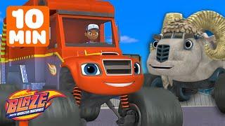 Blaze Transforms to STOP Big Horns & Dinosaurs!  w/ AJ & Gabby | Blaze and the Monster Machines