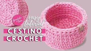 CESTINO UNCINETTO SEMPLICE (CROCHET BASKET) tutorial uncinetto passo passo