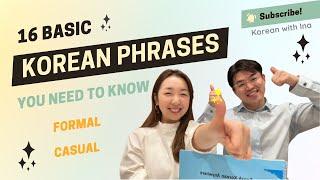 Learn 16 Must Know Basic Korean Phrases for Beginners - Study Korean (Polite & Casual)