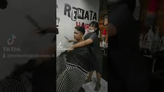 Cewe Jadi Tukang Cukur \\ ladies Barber Indonesia #barbershopindonesia #tukangcukur