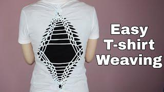 Easy T-shirt Weaving: Diamond Shaped | DIY T-shirt Cutting and Weaving Tutorial