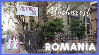 ▪4K▪Bucharest, Romania City Center Walking Tour on a bank holiday when the city is empty