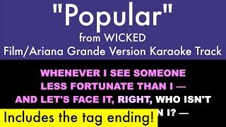 "Popular" (Ariana Grande Film Version) from Wicked - Karaoke Track with Lyrics on Screen