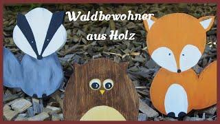 3 Waldbewohner aus Holz / Dekupiersägearbeit / Gartendeko / Holzfiguren selbst gemacht