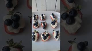 Red, White and Blue Cheesecake Strawberries #strawberry #dessert #shorts