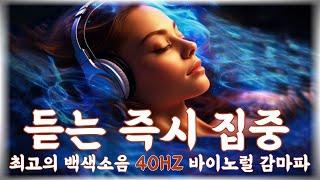 [시험기간필수] 공부한 내용이 장기기억에 저장됩니다 | 듣기만해도 기억력&집중력 ASMR, 백색소음 (40HZ 바이노럴 비트)