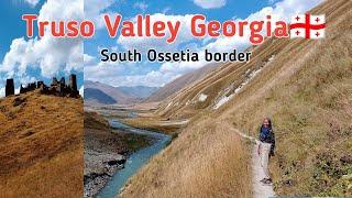 Trekking Along Truso Valley, Scenic Valley In Georgia Country To South Ossetia Georgia-Russia Border