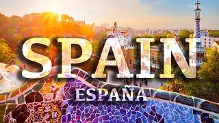 Spanish Music and the Most Beautiful Places in Spain. Aerial 4K scenics of Espana with titles