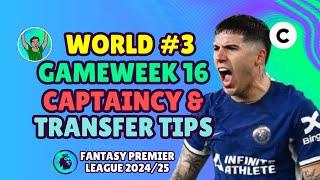 FPL GW16 TRANSFER TIPS  WORLD RANKED #3 | GAMEWEEK 16 | Fantasy Premier League 2024/25