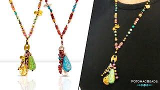 Vermont Summer Nature Knotted Necklace - DIY Jewelry Making Tutorial by PotomacBeads