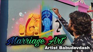 Marriage Art ||Wedding Wall Painting || New Design Saadi Art || #ArtistBabudevdash #48