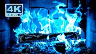  BLUE FIRE 4K. Magic Fireplace with Crackling Fire Sounds