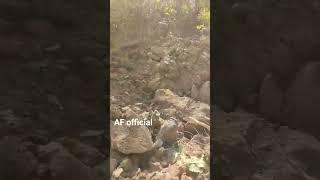 Ukrainian soldiers film the crater from the shell that almost got them!