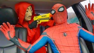 Spiderman, Who is in the car!? (Superhero vs Villain) Spider Man Car Video